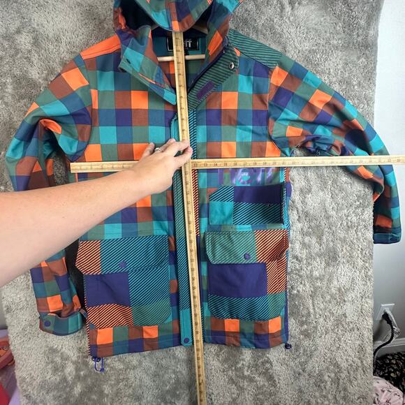 Neff Men's Rad Plaid Softshell Jacket S Orange Teal Purple Parka Snowboard Coat - Picture 16 of 16